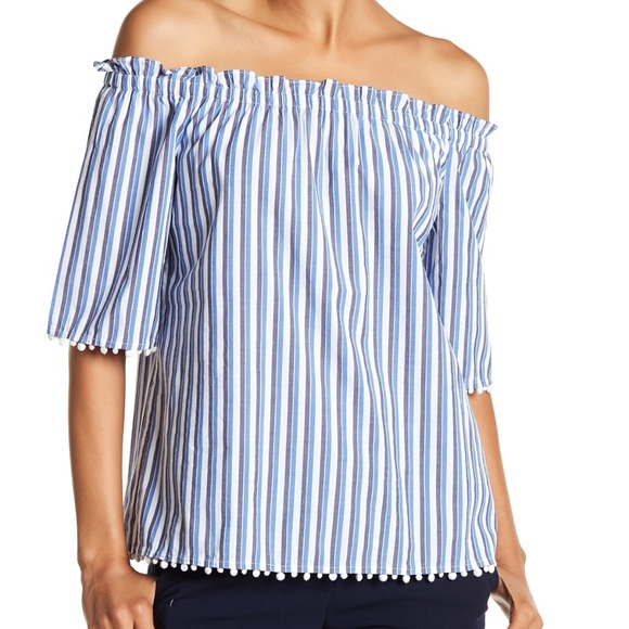 Trina Turk Tops - New Trina Turk Aleja Striped Pom Pom Top